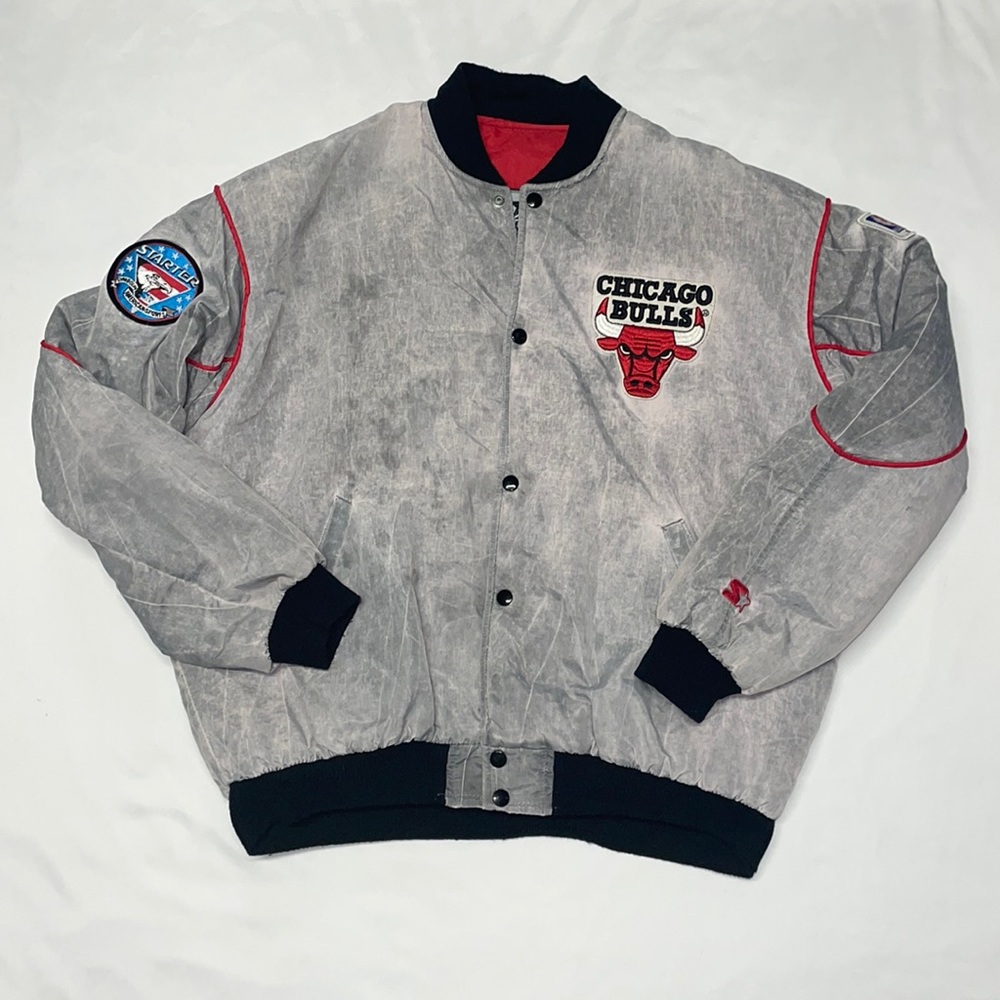 STARTER Gray and Black Bomber Jacket